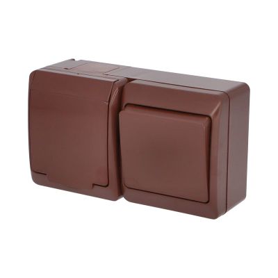 GALATEA IP44 Prepínač striedavý č.6+zásuvka 2P+PE (hnedá)