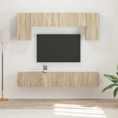 vidaXL Zostava TV skriniek Nástenný 4 pcs Sonoma dub Kompozitné drevo
