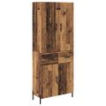 vidaXL Highboard Staré drevo 69,5 x 34 x 180 cm Kompozitné drevo