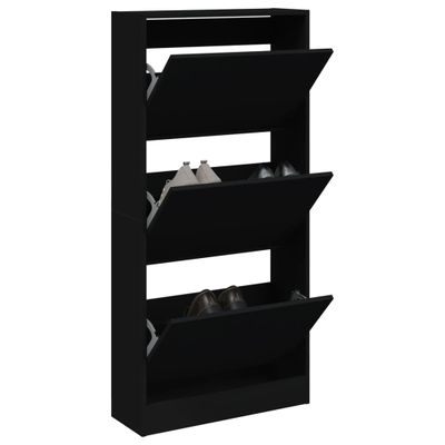vidaXL Botník čierny 60x21x125,5 cm kompozitné drevo