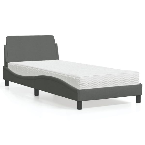 vidaXL Posteľ s matracom Dover tmavosivá 90x200 cm látka