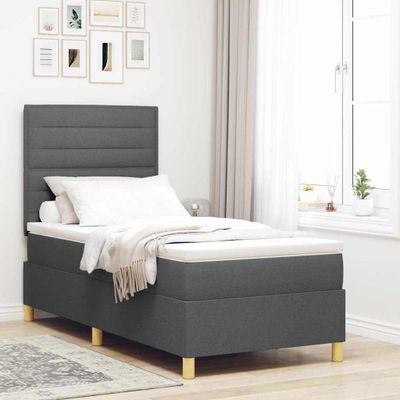 vidaXL Posteľ s pružinovým rámom Tmavo šedá 80 x 200 cm látka