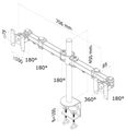 Neomounts FPMA-D960D / Flat Screen Desk Mount (clamp) / Black Držák, VESA, stolný, pre 2 ploché monitory, uhlopriečka 10"-27", naklonenie 180°, otáčanie 180°, rotácia 360°, nosnosť 16kg, čierny