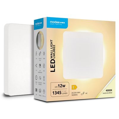 Modee LED biela štvorcová nástenná lampa 12W 1345lm neutrálna biela (ML-LWL0022)