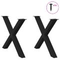 vidaXL Nohy k jedálenskému stolu v tvare X, 2 ks, čierne, 90 x (72-73) cm, oceľové