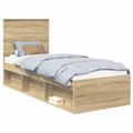 vidaXL Rám postele Sonoma dub 75 x 190 cm Masívne borovicové drevo