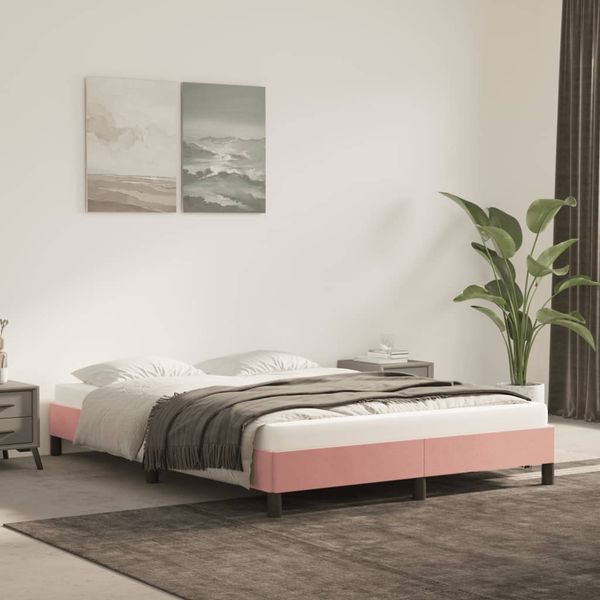 vidaXL Rám postele ružový 140x190 cm zamat