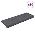 vidaXL Schodové rohože 30 ks 65x21x4 cm tmavošedé s obdĺžnikovým okrajom