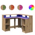 vidaXL Stôl s LED svetlami dub artisian 130x130x91 cm kompozitné drevo