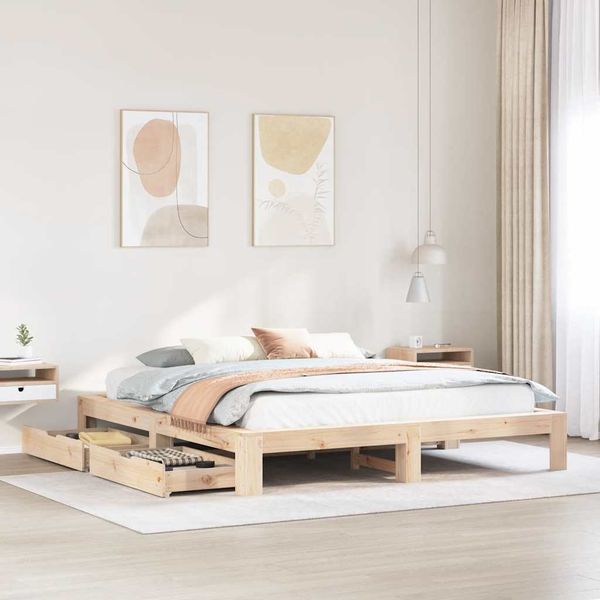 vidaXL Posteľ bez matraca 200x200 cm masívna borovica