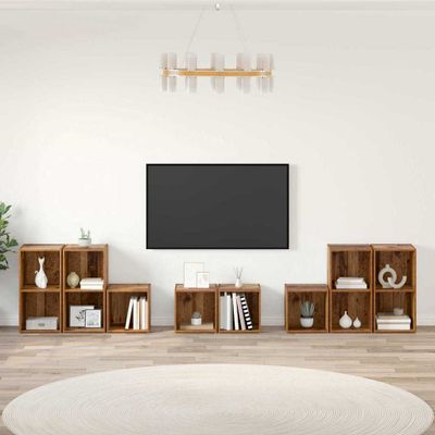 vidaXL Sada televíznych stolíkov 8 pcs Staré drevo Kompozitné drevo