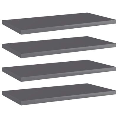 vidaXL Prídavné police 4 ks, lesklé sivé 40x20x1,5 cm, drevotrieska