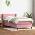 vidaXL Posteľný rám boxsping s matracom ružový 80x220 cm zamat