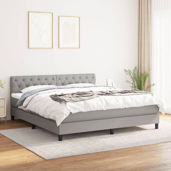 vidaXL Boxspring posteľ s matracom svetlosivá 100x200 cm látka