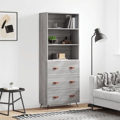 vidaXL Vysoká skrinka sivý dub sonoma 69,5x34x180 cm spracované drevo
