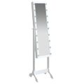 vidaXL Voľne stojace zrkadlo s LED, biele 34x37x146 cm