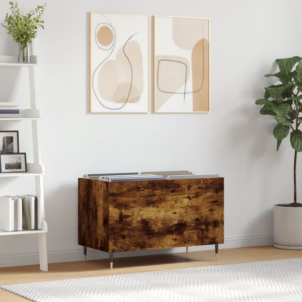 vidaXL Skrinka na platne dymový dub 74,5x38x48 cm kompozitné drevo