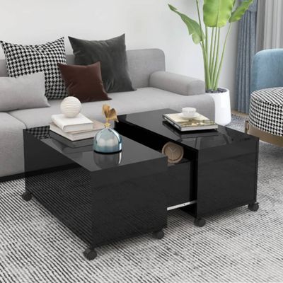 vidaXL Konferenčný stolík lesklý čierny 75x75x38 cm drevotrieska