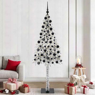 vidaXL Vianočný stromček s 300 LED-i Biela 210 cm PE a oceľ