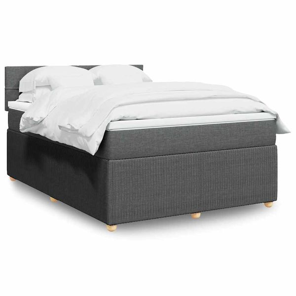 vidaXL Boxspring posteľ s matracom tmavosivá 140x190 cm látka