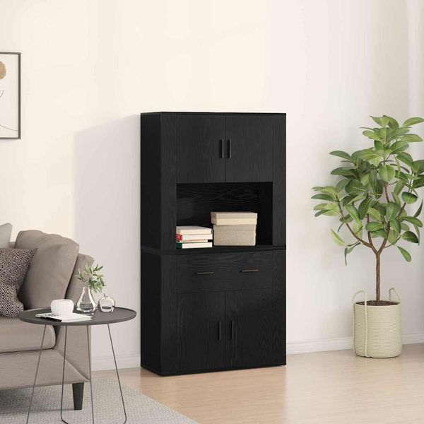vidaXL Highboard Čierny dub 80 x 33 x 150 cm Kompozitné drevo
