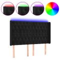 vidaXL Čelo postele s LED čierne 163x16x118/128 cm zamat