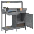 vidaXL Stôl na presádzanie so skrinkou sivý 110,5x45x124,5 cm jedľa