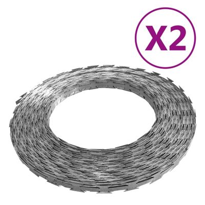 vidaXL BTO-22 Žiletkové drôty 2 ks, 100 m, oceľ