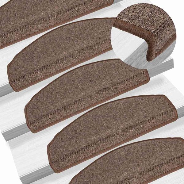 vidaXL Schodové rohože 15 ks 65x24x4 cm kávovo hnedé polkruhové veľké