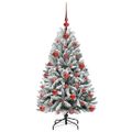 vidaXL Umelý Sklápací Vianočný Stromček 150 LED Zelená a biela 120 cm