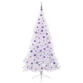 vidaXL Umelý vianočný stromček s 300 LED-i Biela 210 cm PVC a oceľ