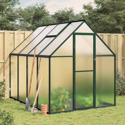 vidaXL Skleník so základovým rámom zelený 224x169x195 cm hliník