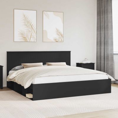 vidaXL Rám postele Čierna 200 x 200 cm Masívne borovicové drevo