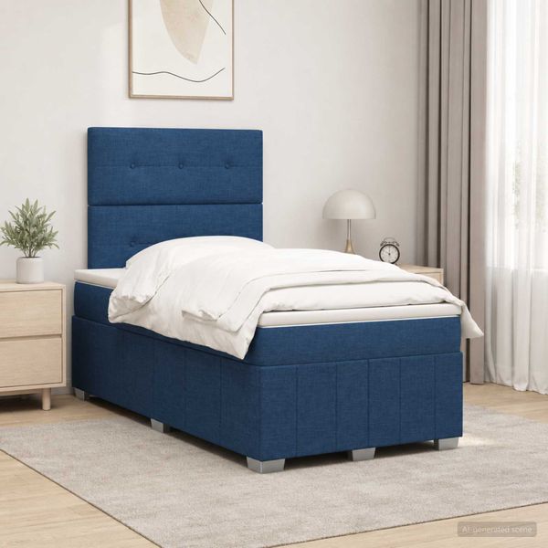 vidaXL Posteľ boxspring s matracom Modrá 120 x 190 cm Látka