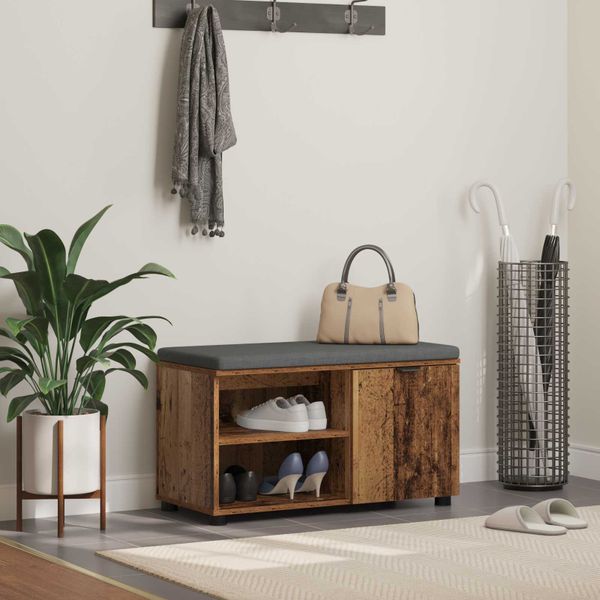 vidaXL Predsieňová lavica s vankúšom Staré drevo 80 x 38 x 46 cm
