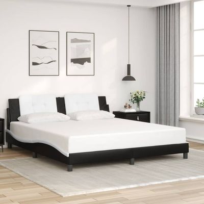 vidaXL Rám postele bez matraca Zadar čierno-biely 180x200 cm umelá koža