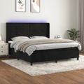 vidaXL Posteľ boxsping s matracom a LED čierna 180x200 cm zamat