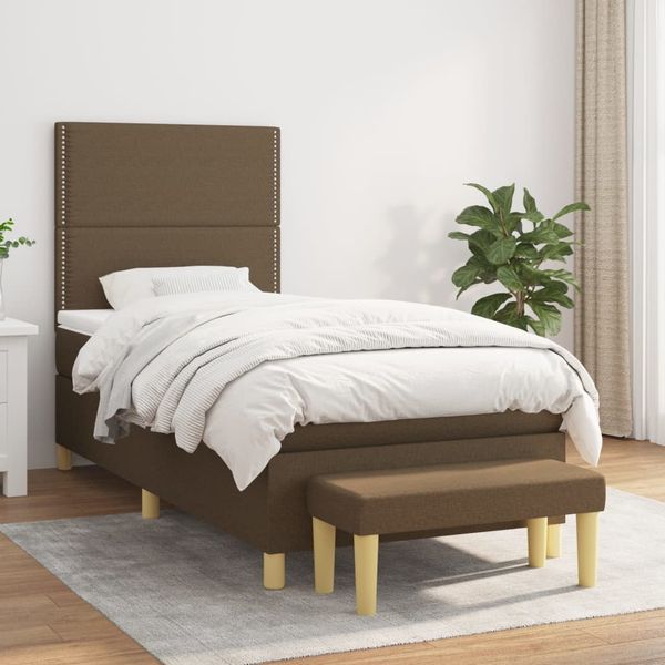 vidaXL Posteľný rám boxsping s matracom hnedý 80x200 cm látka