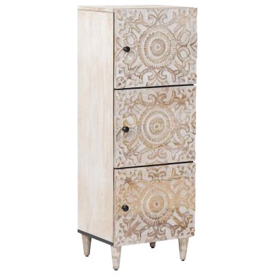 vidaXL Vysoký stolík Biela 40 x 33,5 x 110 cm Masívne mango drevo