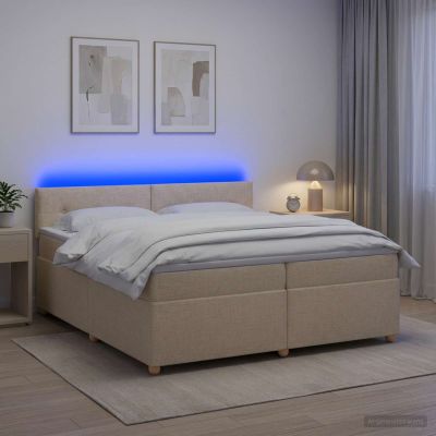 vidaXL Posteľ boxspring s matracom Krémová 200 x 200 cm Látka