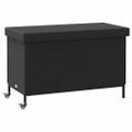 vidaXL Záhradný úložný box s kolieskami, čierny 110x55x73 cm, polyratan