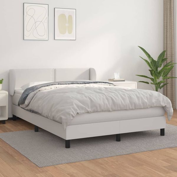vidaXL Boxspring posteľ s matracom biela 140x200 cm umelá koža