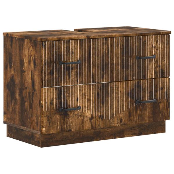 vidaXL Kúpeľňová skrinka pod umývadlo HOORN Dymový dub 82 x 41 x 56 cm