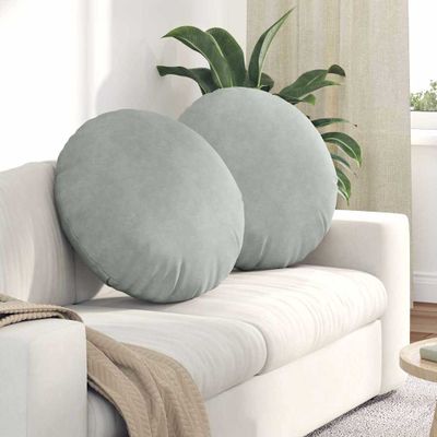 vidaXL Vankúše na sedenie 2 pcs Svetlosivá Ø60 x 21 cm Zamat