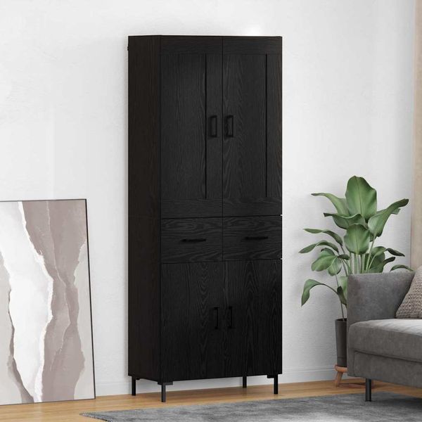 vidaXL Highboard so zásuvkou 2 pcs Čierny dub Kompozitné drevo