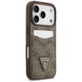 Puzdro Guess 4G Double Card Triangle pre iPhone 17 Pro, hnedá