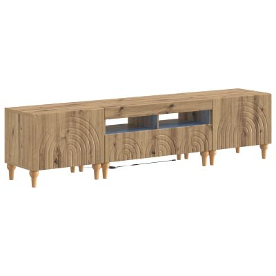 vidaXL 3-dielny LED TV stolík Dub artisan Kompozitné drevo