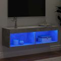 vidaXL TV skrinka s LED svetlami betónovo sivá 100x30x30 cm
