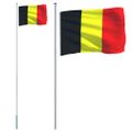 vidaXL Vlajka Belgicka a tyč 6,08 m hliník