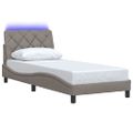 vidaXL Rám postele s LED podsvietením bez matraca, sivohnedá 80x200 cm, látka